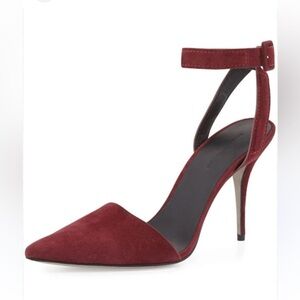 🌟 Alexander Wang Lovisa Suede D’Orsay Pumps Heels In Deep Red/Burg Sz 38.5/ US 8